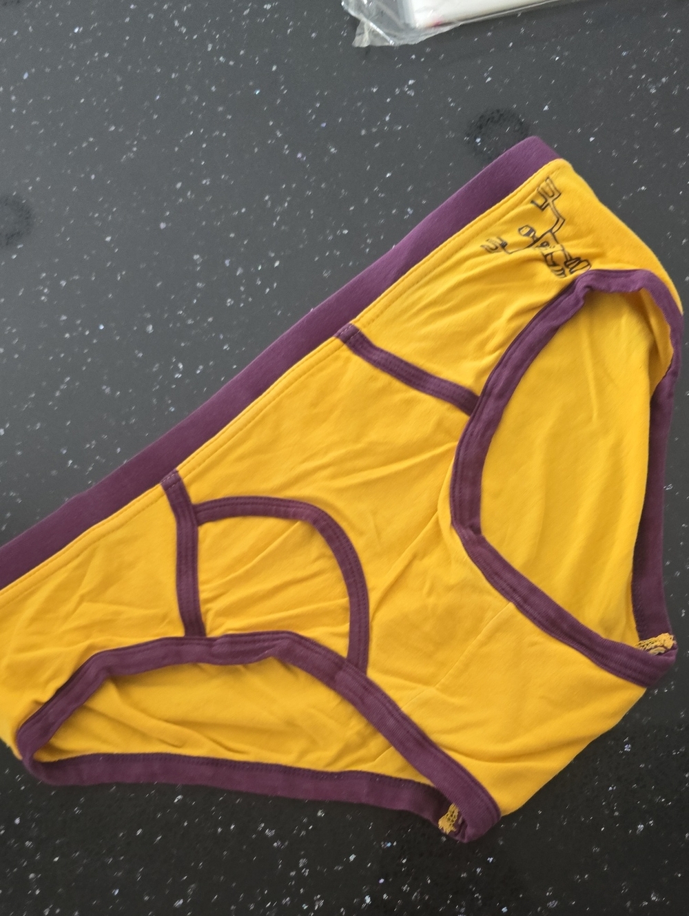 Men Mustard Yellow and Purple Trim Briefs - Kids Bottoms